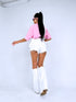 WHITE denim shorts "PINK STRAWBERRY"